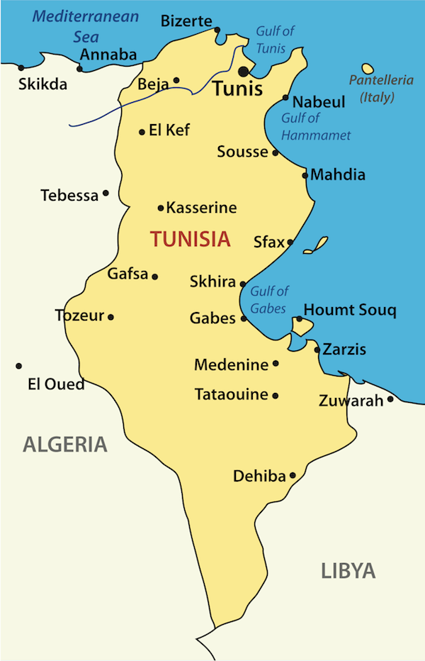 Mapa de Túnez