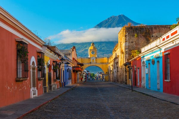 Casas coloridas en Antigua, Guatemala