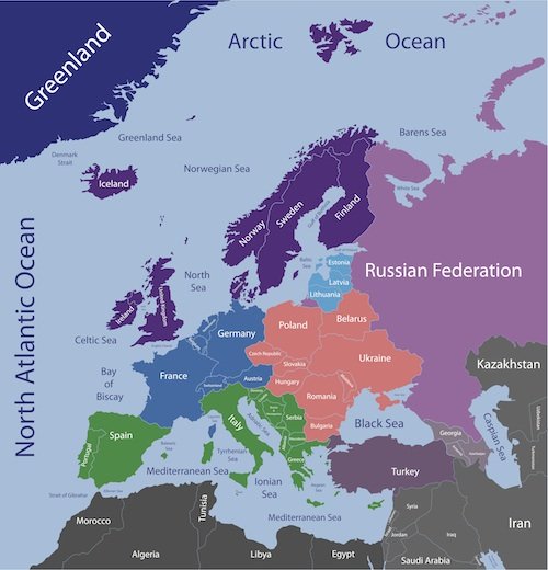 Ubicación en el mapa de Noruega en el norte de Europa - mapa por shutterstock